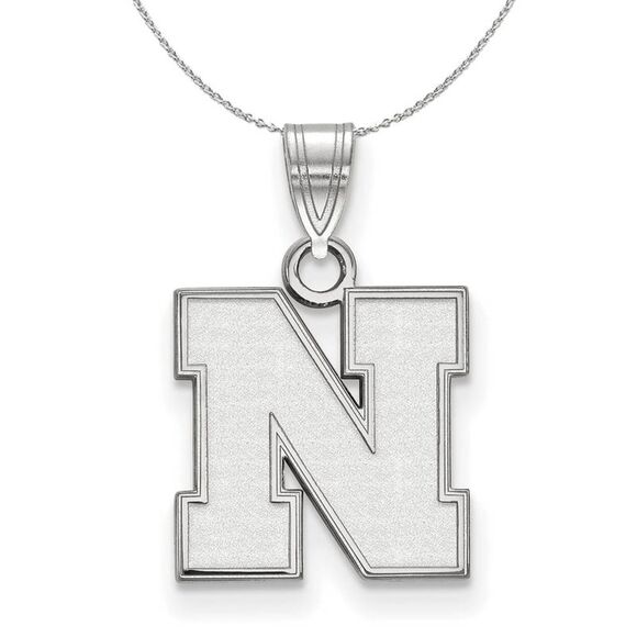 Sterling Silver U of Nebraska Small Initial N Necklace - 24 Inch - Picture 1 of 8